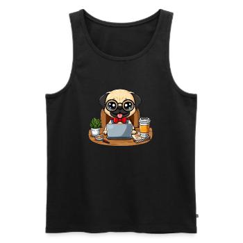 Hund Mops CEO Chef Teamleiter Kaffee Büro - Männer Premium Bio Tank Top - Schwarz - Vorne - AI Model Male 178 light (178cm)
