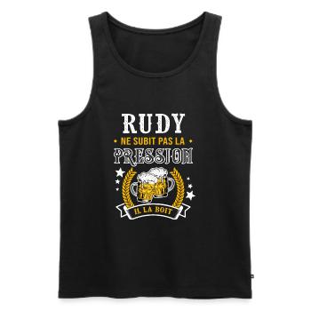 Rudy bière Rudycadeau rudy fêtes - Débardeur bio Premium Homme - noir - Devant - Michal (187cm)