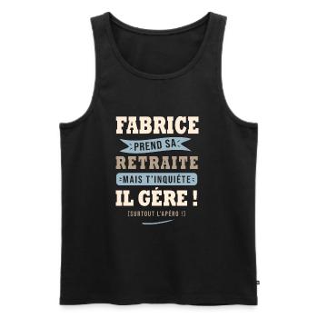 Fabrice humour retraite cadeau retraité - Débardeur bio Premium Homme - noir - Devant - Michal (187cm)
