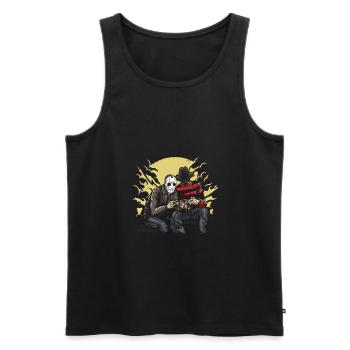 Dark Gamers Jason and Freddy/ Halloween (0018) - Men's Premium Organic Tank Top - black - Front - AI Model Male 178 light (178cm)