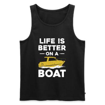 La vie est meilleure sur un bateau - Débardeur bio Premium Homme - noir - Devant - AI Model Male 178 light (178cm)
