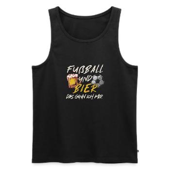 Fußball und Bier | Spruch Geschenkidee Lustig Fan - Männer Premium Bio Tank Top - Schwarz - Vorne - Michal (187cm)