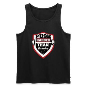 Fitness Muskel Kniebeugen Kreuzheben Athlet Sport - Männer Premium Bio Tank Top - Schwarz - Vorne - Michal (187cm)