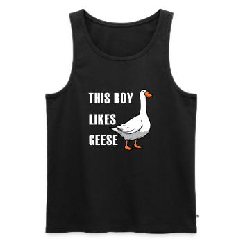 Animal mignon, oie, nature, faune - Débardeur bio Premium Homme - noir - Devant - AI Model Male 178 light (178cm)