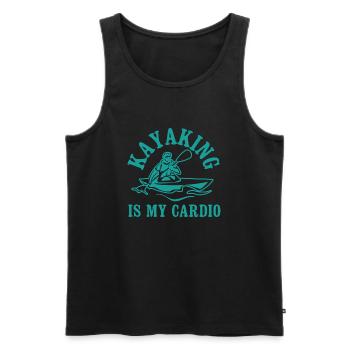 Le kayak en tant que dicton cardio ironique : - Débardeur bio Premium Homme - noir - Devant - Michal (187cm)