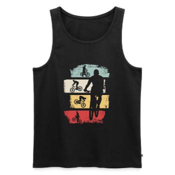 Fahrradfahrer Fahrrad Mountainbike Geschenk Retro - Männer Premium Bio Tank Top - Schwarz - Vorne - Michal (187cm)