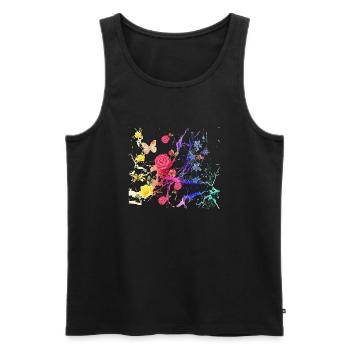 Fleurs,Fleur,Printemps,Fleurs, Abstrait - Débardeur bio Premium Homme - noir - Devant - Michal (187cm)
