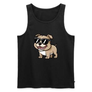Chien bouledogue de dessin animé avec des lunettes de soleil - Débardeur bio Premium Homme - noir - Devant - Michal (187cm)