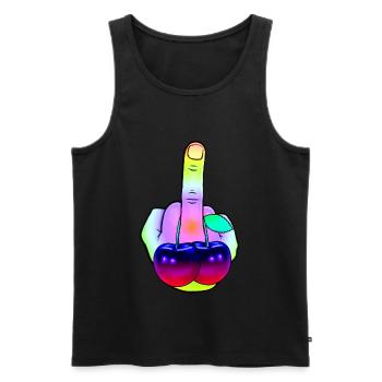 Doigt puant Fuck you Kirsche Cherry - Débardeur bio Premium Homme - noir - Devant - AI Model Male 178 light (178cm)
