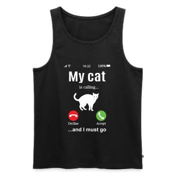Cat Call Drôle Propriétaire de chat Idée cadeau Amusant - Débardeur bio Premium Homme - noir - Devant - AI Model Male 178 light (178cm)