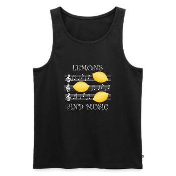 Musique et agrumes Citron Vitamines Funny Musician - Débardeur bio Premium Homme - noir - Devant - Michal (187cm)