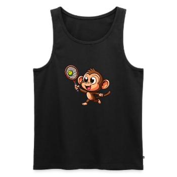 Affen im Tennis- und Badminton-Duell - Lustiger - Männer Premium Bio Tank Top - Schwarz - Vorne - Michal (187cm)
