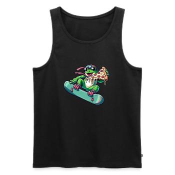 Frosch-Snowboarder: Pizza-Abenteuer - Männer Premium Bio Tank Top - Schwarz - Vorne - Michal (187cm)