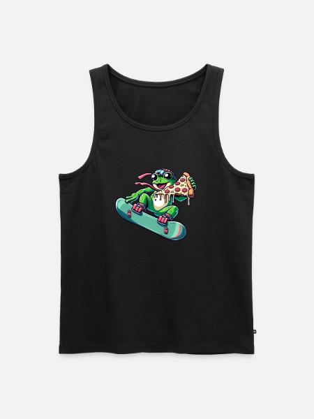 Frog Snowboarder: Pizza Adventure - Men's Premium Organic Tank Top - black