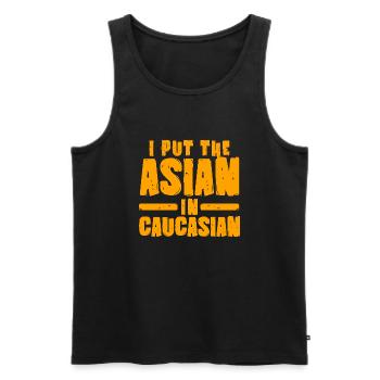 I Put The Asian In Caucasian Asian Joke - Men's Premium Organic Tank Top - black - Front - AI Model Male 178 light (178cm)