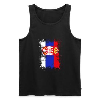 Serbia flag color spot - Men's Premium Organic Tank Top - black - Front - AI Model Male 178 light (178cm)
