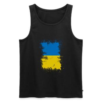 Drapeau Ukraine couleur spot art - Débardeur bio Premium Homme - noir - Devant - AI Model Male 178 light (178cm)