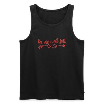 la vie c'est joli - Débardeur bio Premium Homme - noir - Devant - Michal (187cm)