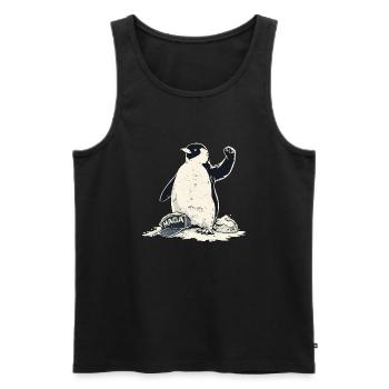 Resist Penguin Grunge Protest - Männer Premium Bio Tank Top - Schwarz - Vorne - Michal (187cm)