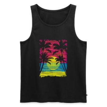 Coucher de soleil au paradis - Débardeur bio Premium Homme - noir - Devant - Michal (187cm)