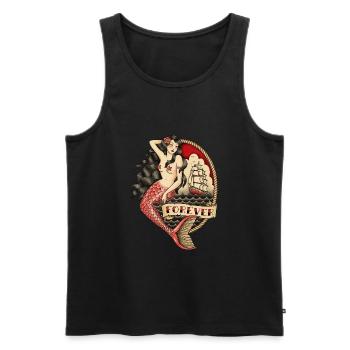 "IMMER" MEERJUNGFRAU TATTOO - Männer Premium Bio Tank Top - Schwarz - Vorne - Michal (187cm)
