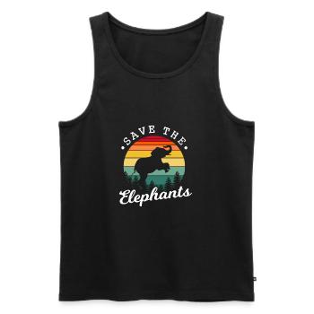 Sauvez les éléphants - Débardeur bio Premium Homme - noir - Devant - AI Model Male 178 light (178cm)