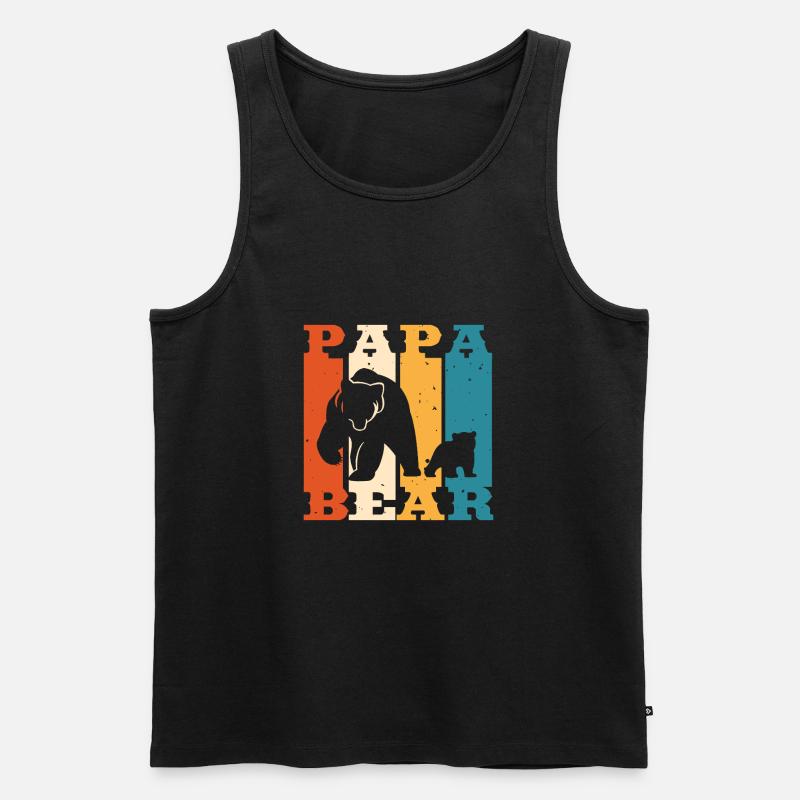Papa Bär - Männer Premium Bio Tank Top - Schwarz