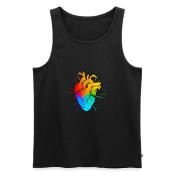 LGBT Rainbow Heart - Männer Premium Bio Tank Top - Schwarz - Vorne - Michal (187cm)