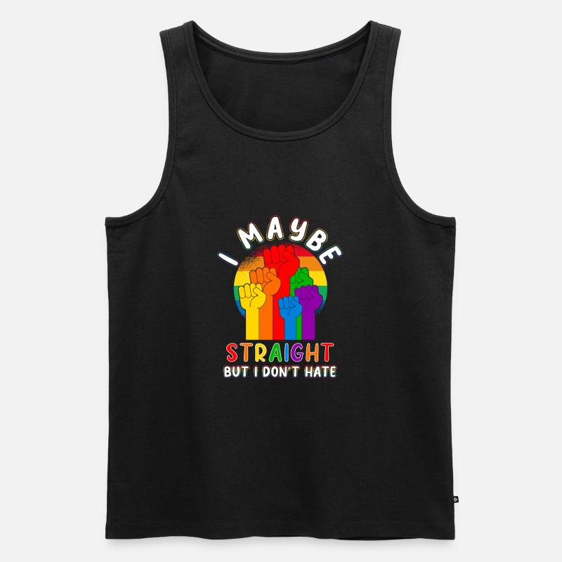 LGBT Rainbow Straight - Männer Premium Bio Tank Top - Schwarz