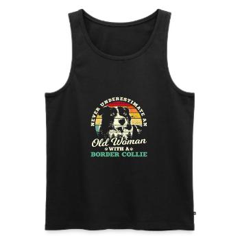 Woman Border Collie - Men's Premium Organic Tank Top - black - Front - AI Model Male 178 light (178cm)