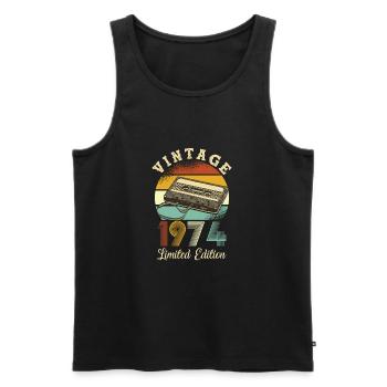 Vintage 1974 - Men's Premium Organic Tank Top - black - Front - AI Model Male 178 light (178cm)