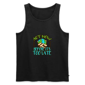 Act Now Climate - Men's Premium Organic Tank Top - black - Front - AI Model Male 178 light (178cm)