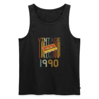 Vintage 1990 Retro - Männer Premium Bio Tank Top - Schwarz - Vorne - AI Model Male 178 light (178cm)