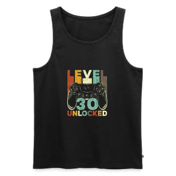 Level 30 Unlocked - Männer Premium Bio Tank Top - Schwarz - Vorne - AI Model Male 178 light (178cm)
