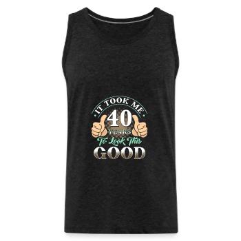 Took 40 Years - Men's Premium Organic Tank Top - charcoal grey - Front - Alexander (188cm)