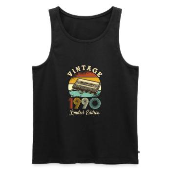 Vintage 1990 - Männer Premium Bio Tank Top - Schwarz - Vorne - AI Model Male 178 light (178cm)