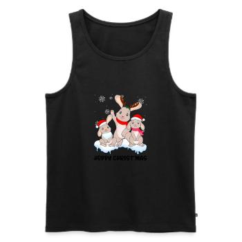 Hoppy Christmas Merry Christmas Bunnies - Men's Premium Organic Tank Top - black - Front - Michal (187cm)