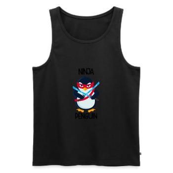 Ninja Penguin - Débardeur bio Premium Homme - noir - Devant - AI Model Male 178 light (178cm)