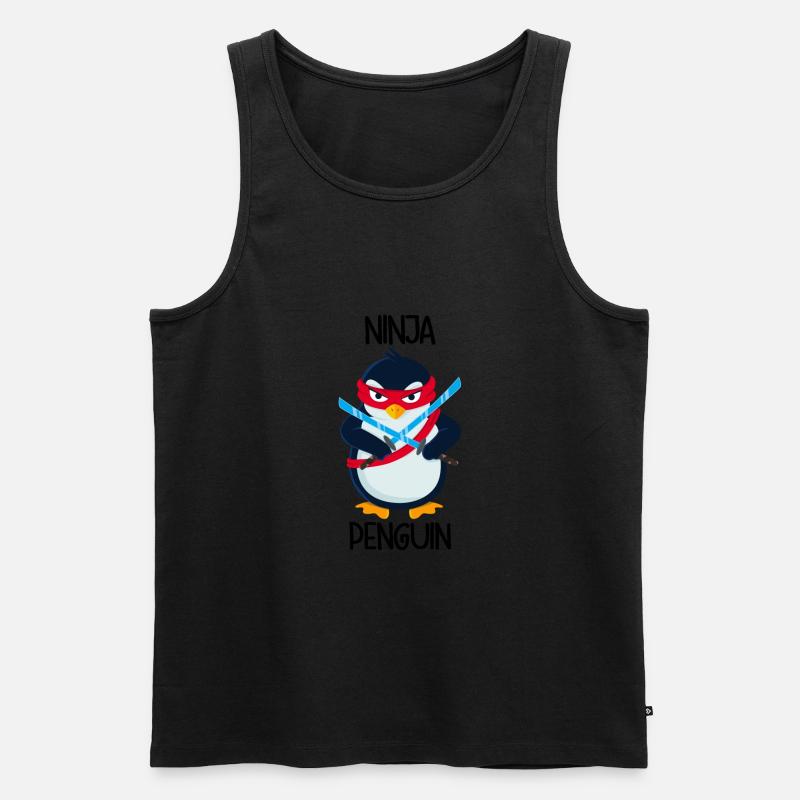 Ninja Penguin - Männer Premium Bio Tank Top - Schwarz