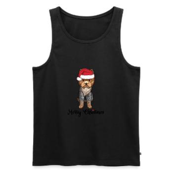 Yorkie Joyeux Noël - Débardeur bio Premium Homme - noir - Devant - AI Model Male 178 light (178cm)