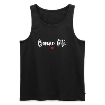 Bonne fête. Joyeuse fête - Débardeur bio Premium Homme - noir - Devant - Michal (187cm)