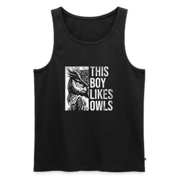 Junge mag süße Eulen, Wildtiere, Vögel, Waldtiere - Männer Premium Bio Tank Top - Schwarz - Vorne - Michal (187cm)