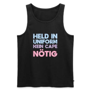 Held In Uniform, Kein Cape Nötig - Männer Premium Bio Tank Top - Schwarz - Vorne - Michal (187cm)