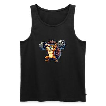 Starker Igel Gewichtheber mit Hantel Comic Tier - Männer Premium Bio Tank Top - Schwarz - Vorne - Michal (187cm)