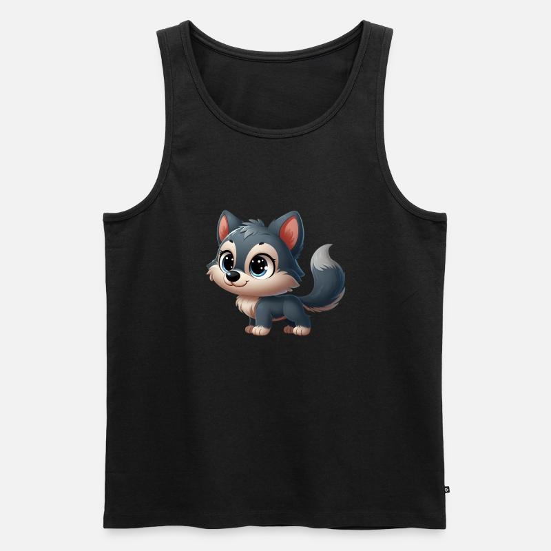 Wolf 3 - Männer Premium Bio Tank Top - Schwarz