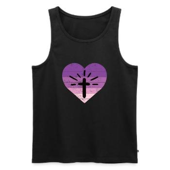 Kreuz Christlicher Glaube Gott Herz Christentum - Männer Premium Bio Tank Top - Schwarz - Vorne - Michal (187cm)