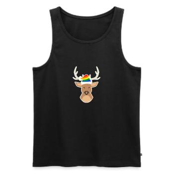 Rainbow Christmas Deer Santa Hat Cadeau - Débardeur bio Premium Homme - noir - Devant - AI Model Male 178 light (178cm)