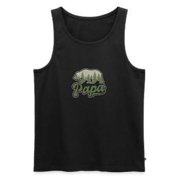 Cadeau en bois de la forêt de Papa Bear - Débardeur bio Premium Homme - noir - Devant - AI Model Male 178 light (178cm)