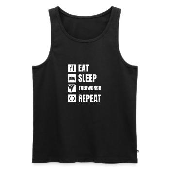 Taekwondo Dad Eat Sleep Repeat Gift - Männer Premium Bio Tank Top - Schwarz - Vorne - Michal (187cm)