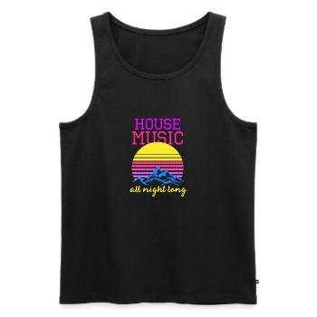 Techno House House Music All Night Long Gift - Men's Premium Organic Tank Top - black - Front - AI Model Male 178 light (178cm)